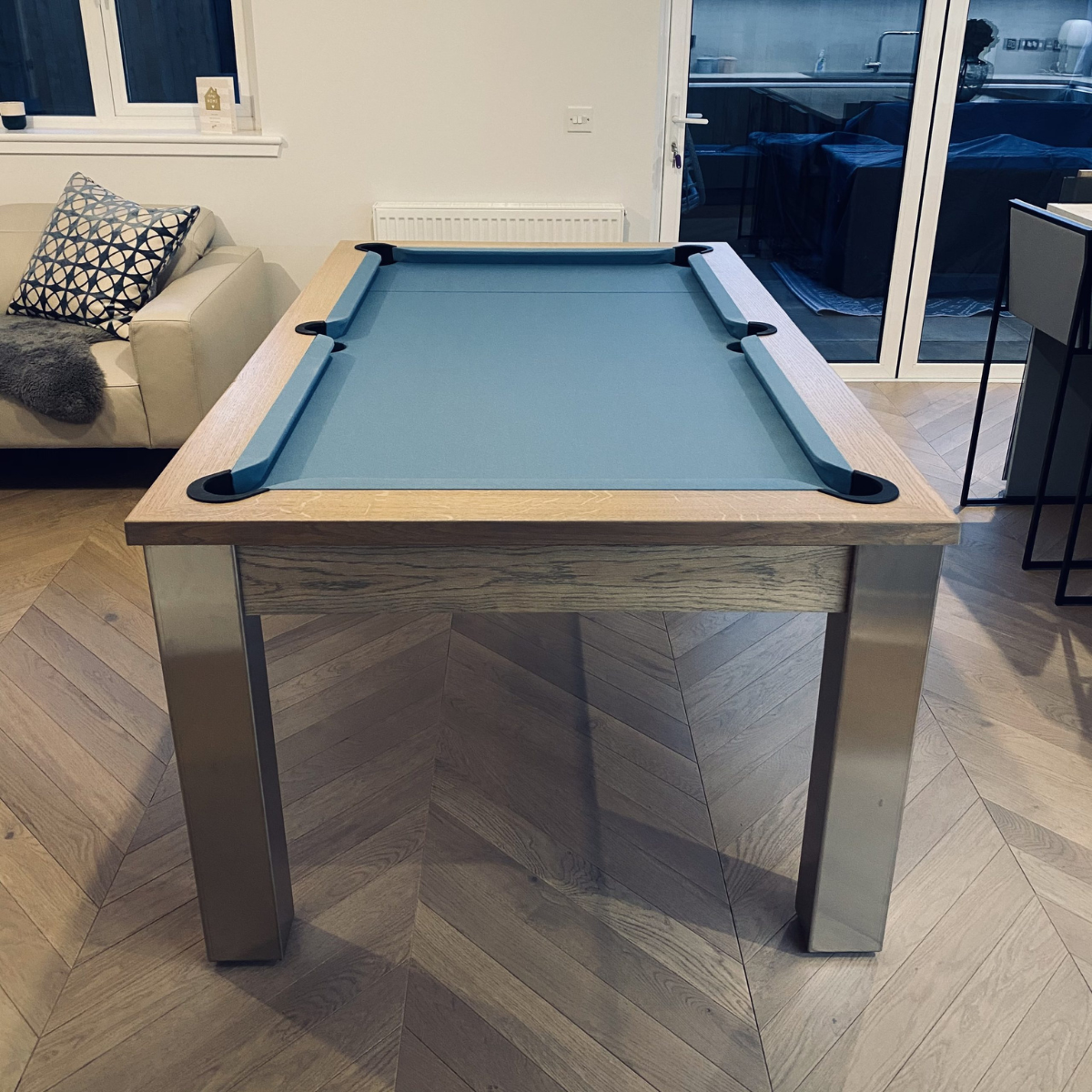 The Elixir 6ft & 7ft British Pool Table W/Dining Top Grey Oak