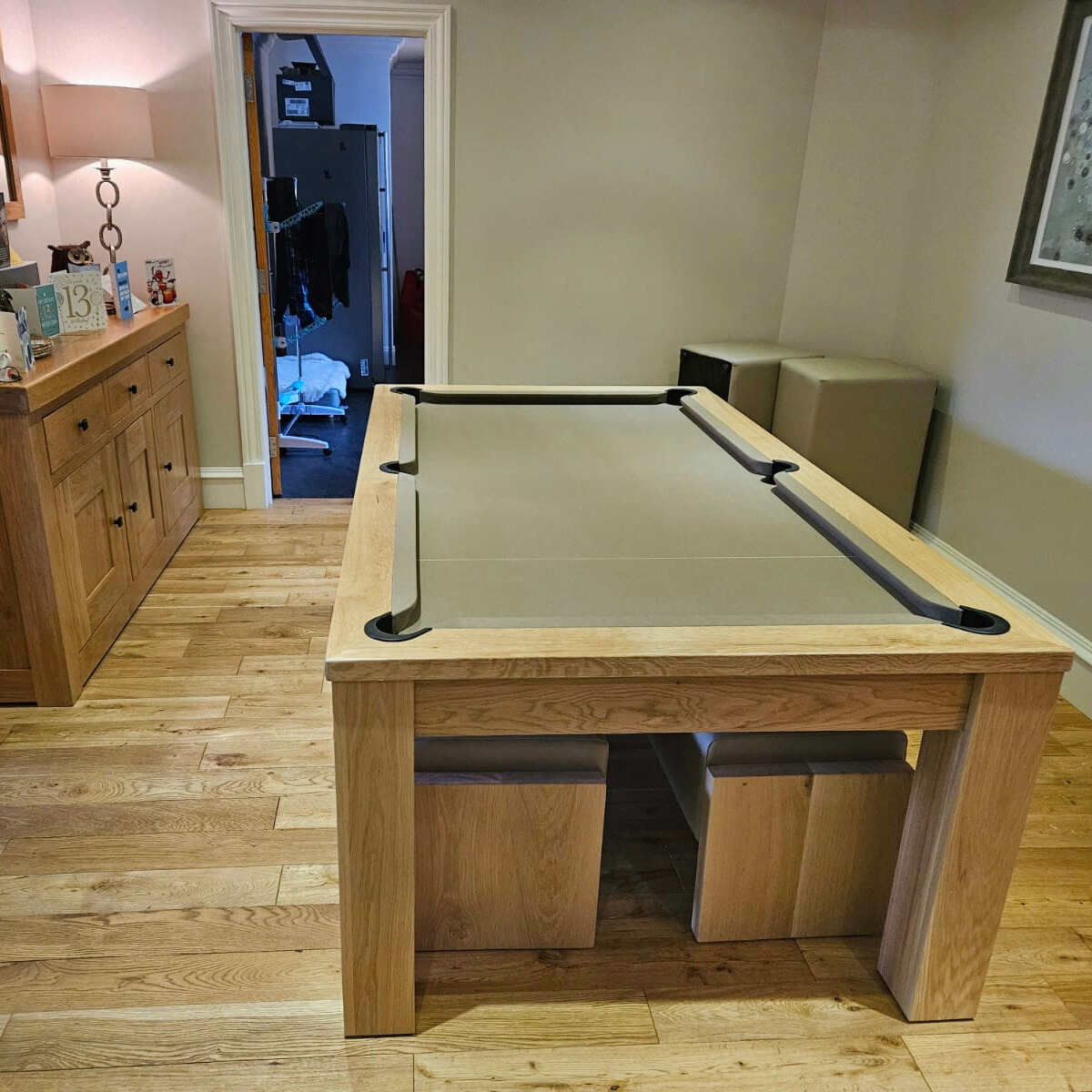 FMF English Pool Table With Dining Top Elixir Solid Timber Natural Oak 6ft Or 7ft