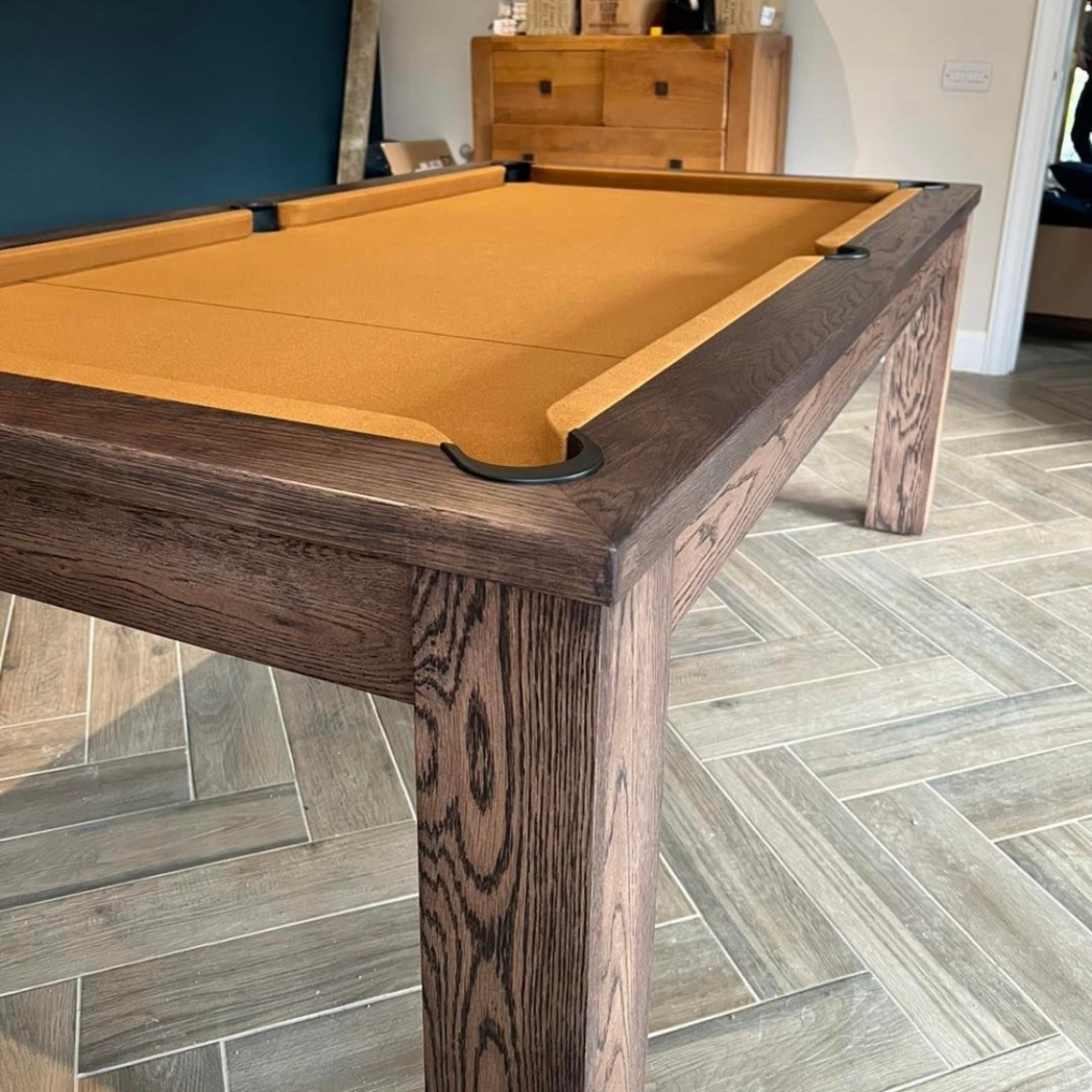 FMF English Pool Table With Dining Top Elixir Solid Timber Rustic Black Oak 6ft Or 7ft