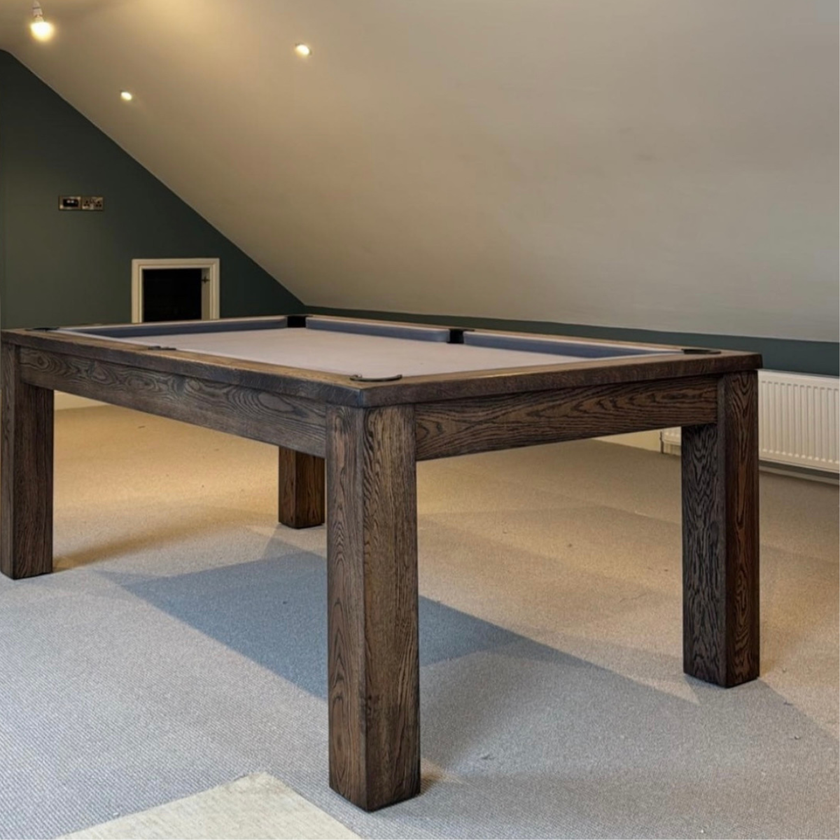 FMF English Pool Table With Dining Top Elixir Solid Timber Rustic Black Oak 6ft Or 7ft
