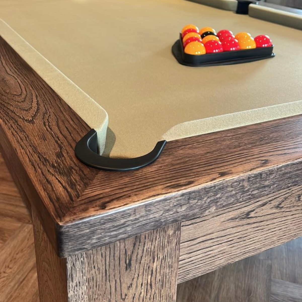 FMF English Pool Table With Dining Top Elixir Solid Timber Rustic Black Oak 6ft Or 7ft