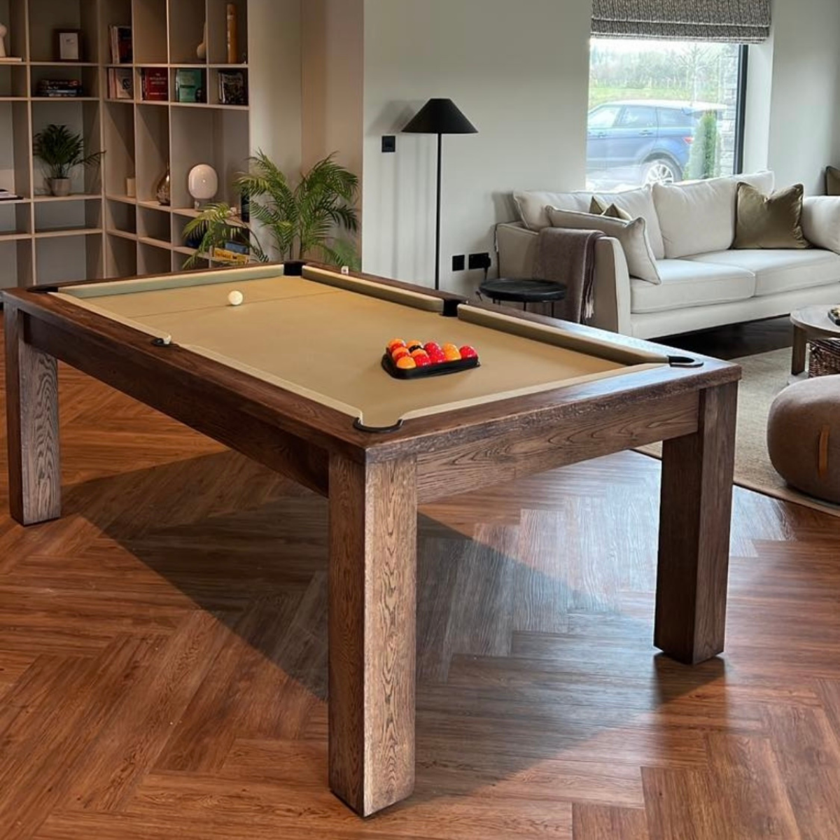 FMF English Pool Table With Dining Top Elixir Solid Timber Rustic Black Oak 6ft Or 7ft