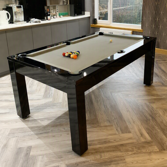 Geordie Pool English Pool Table With Dining Top Gloss Black 7ft