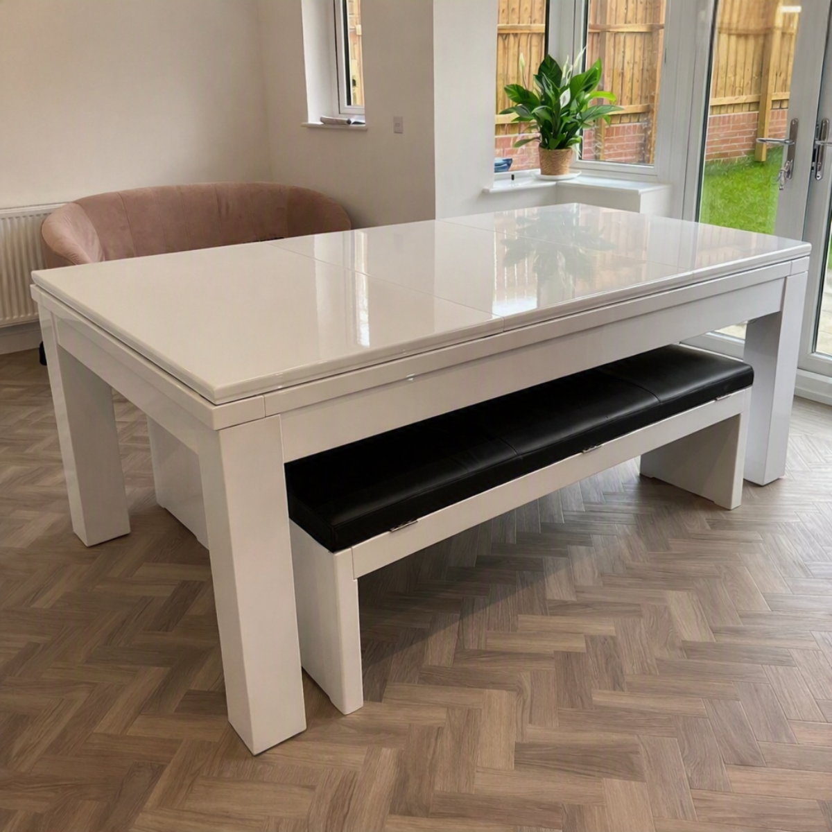 Geordie Pool English Pool Table With Dining Top Gloss White 7ft
