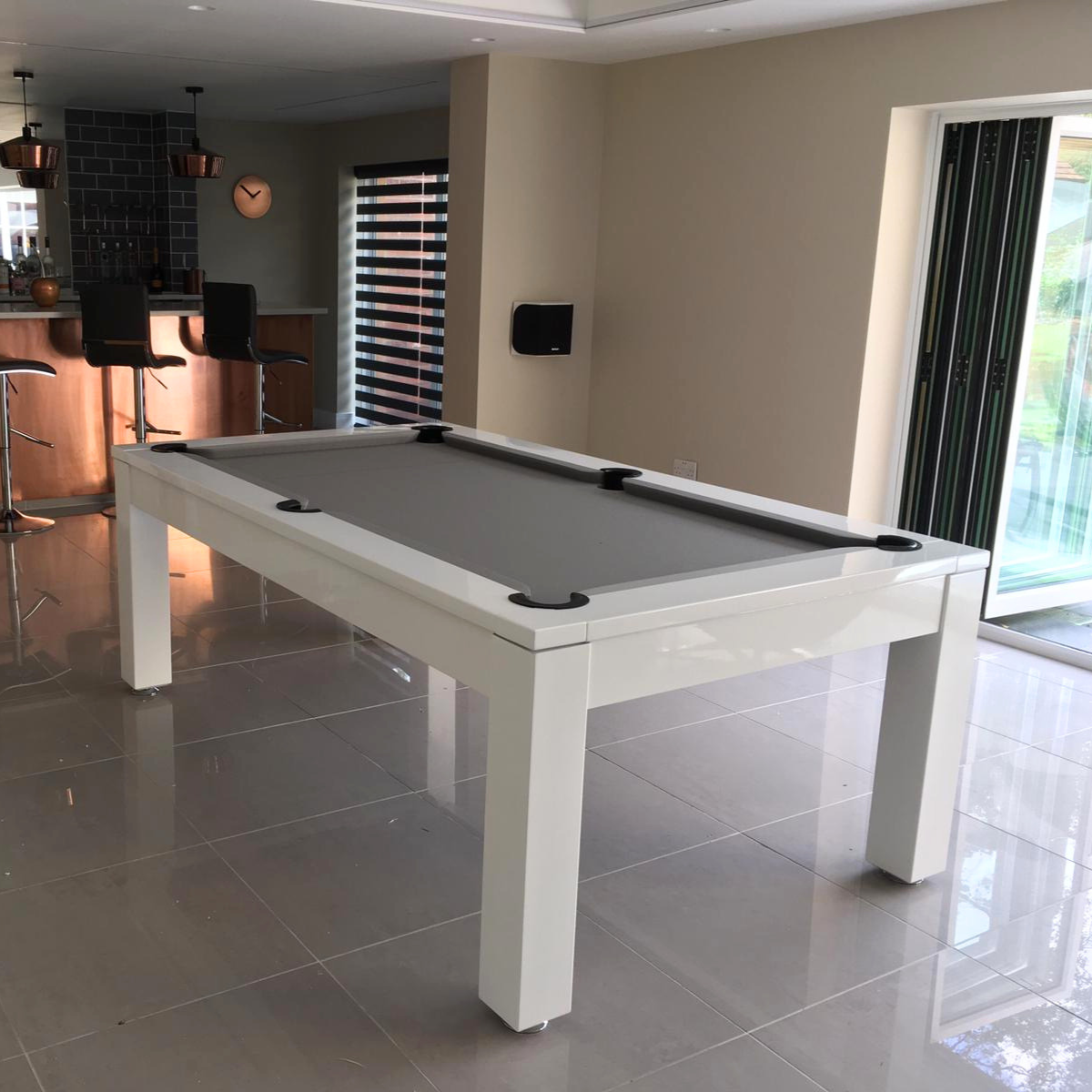 Geordie Pool English Pool Table With Dining Top Gloss White 7ft