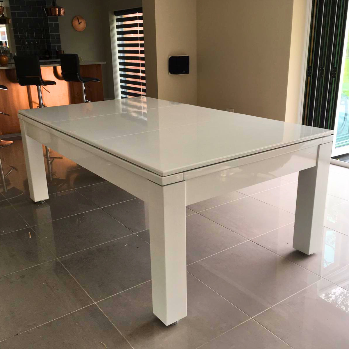 Geordie Pool English Pool Table With Dining Top Gloss White 7ft