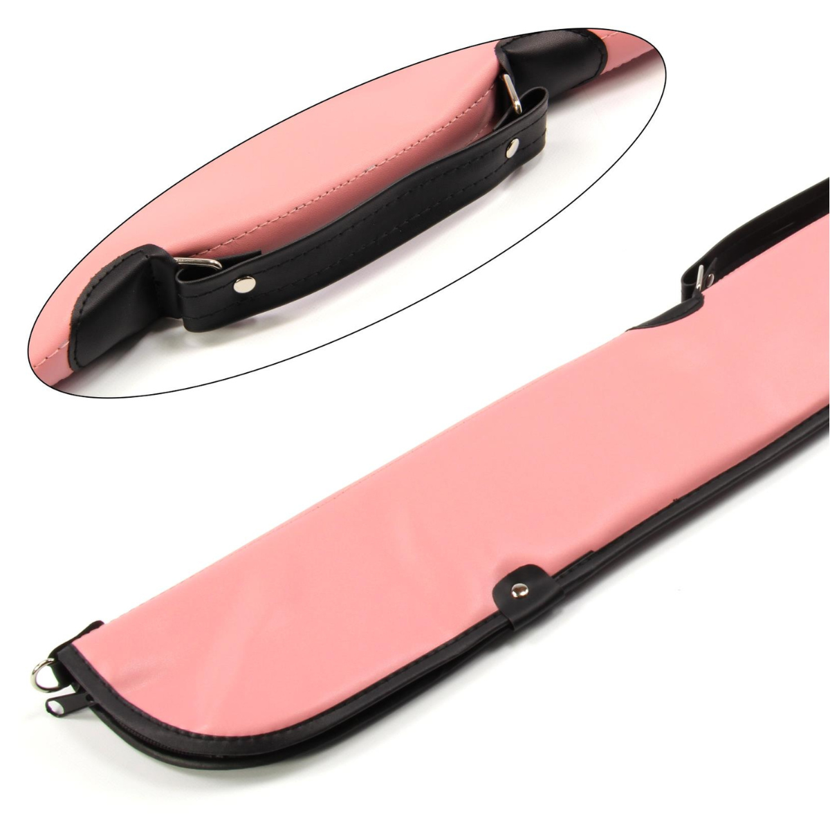 Heavy Duty Soft Cue Case Pink For Centre Joint Snooker & Pool Cues 58"