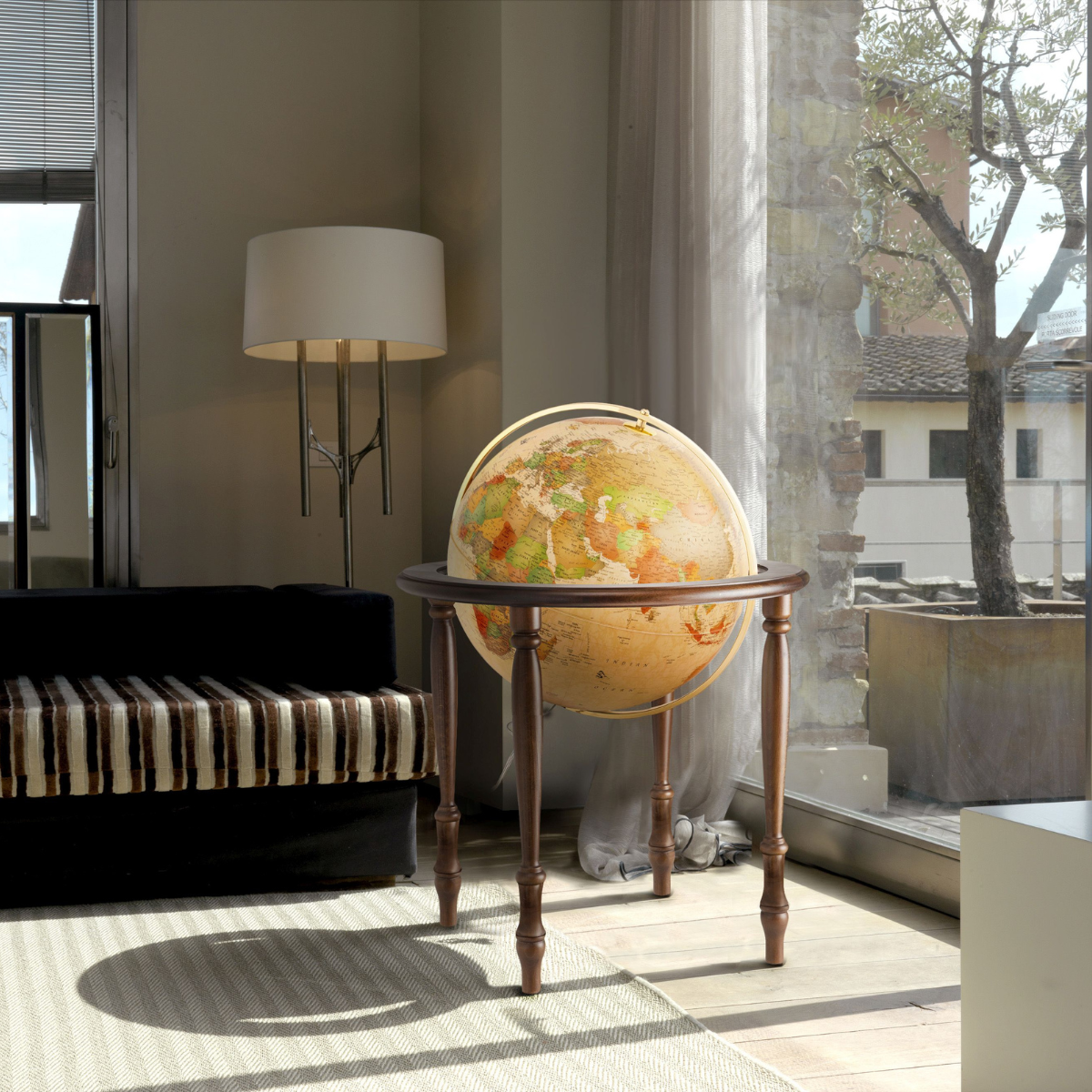 Nova Rico Illuminated World Atlas Solid Ash Edition Cinthia Antique Style 50cm