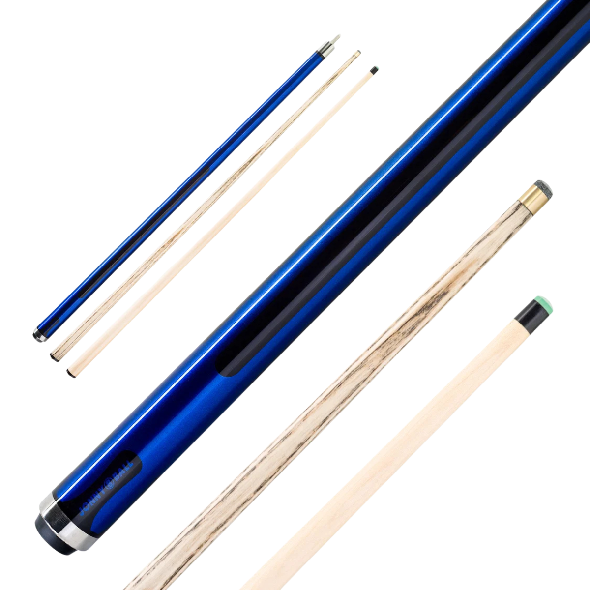 Jonny 8-Ball Centre Jointed Duel Shaft Pool Cue Metallic Blue 58" 147cm
