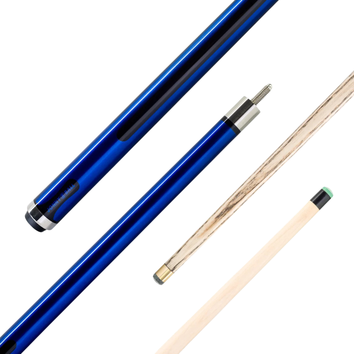 Jonny 8-Ball Centre Jointed Duel Shaft Pool Cue Metallic Blue 58" 147cm