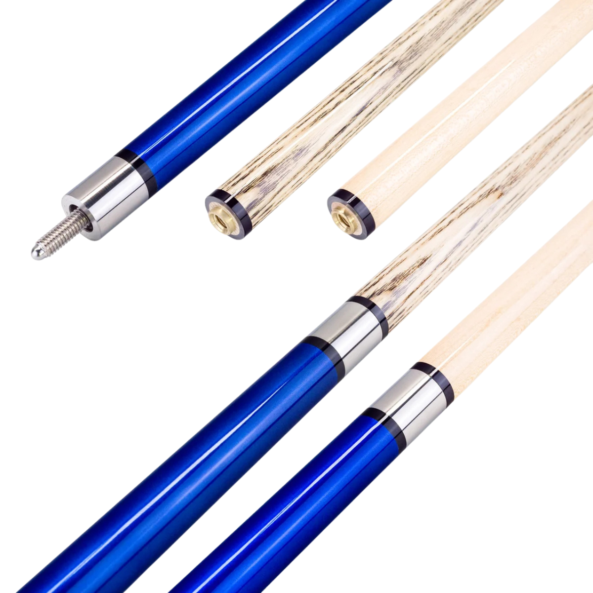 Jonny 8-Ball Centre Jointed Duel Shaft Pool Cue Metallic Blue 58" 147cm