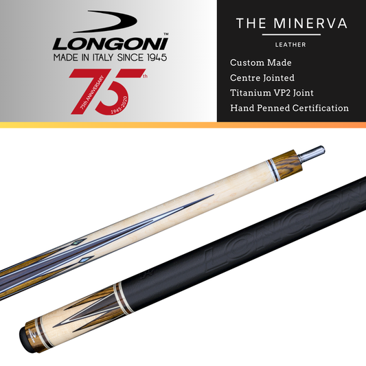 The Longoni Minerva American Pool Cue Leather