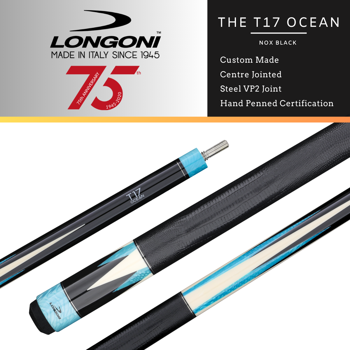 The Longoni T17 Ocean American Pool Cue