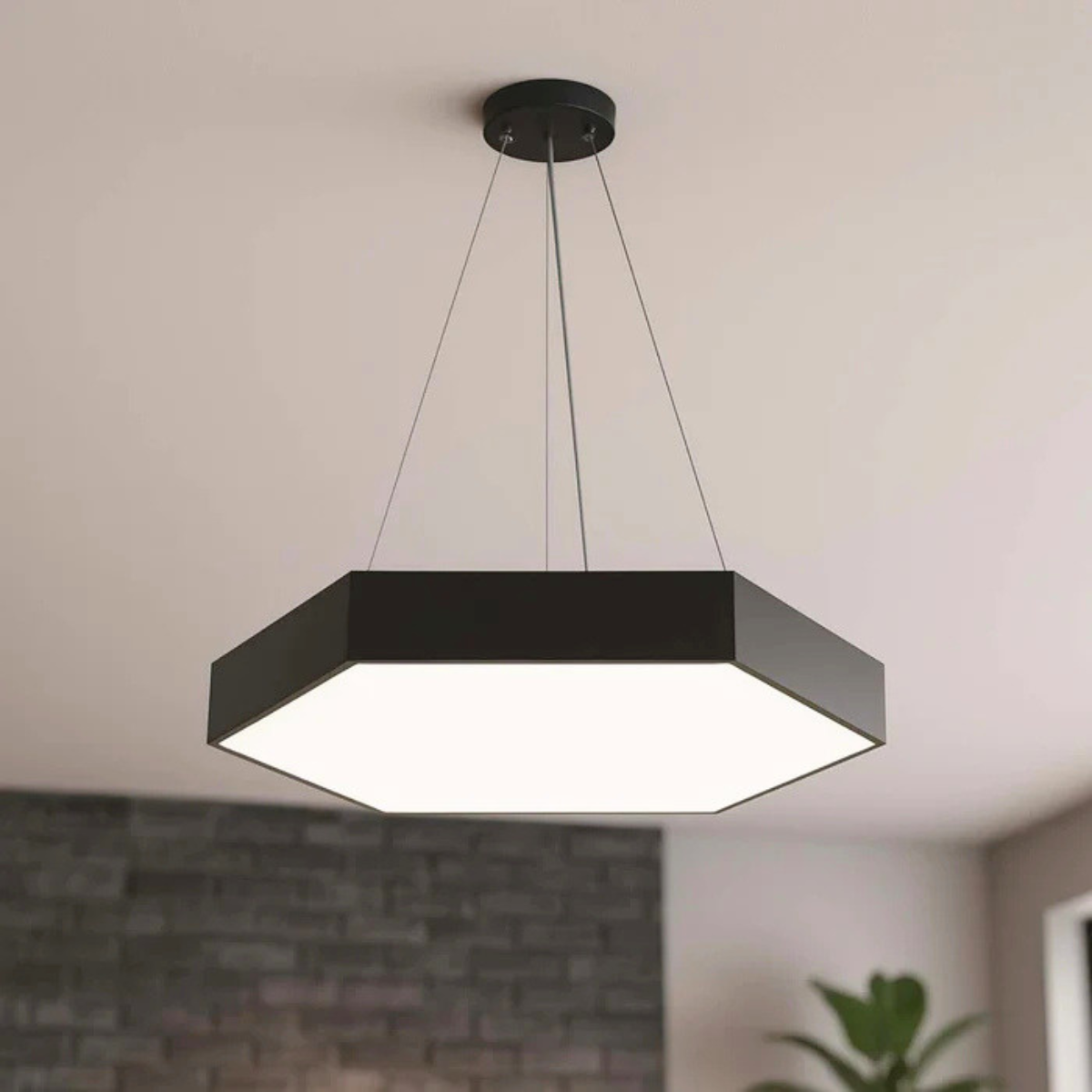 Poker Table Light LED Pendant 60W 3CCT Hexagon Black 80cm x 80cm