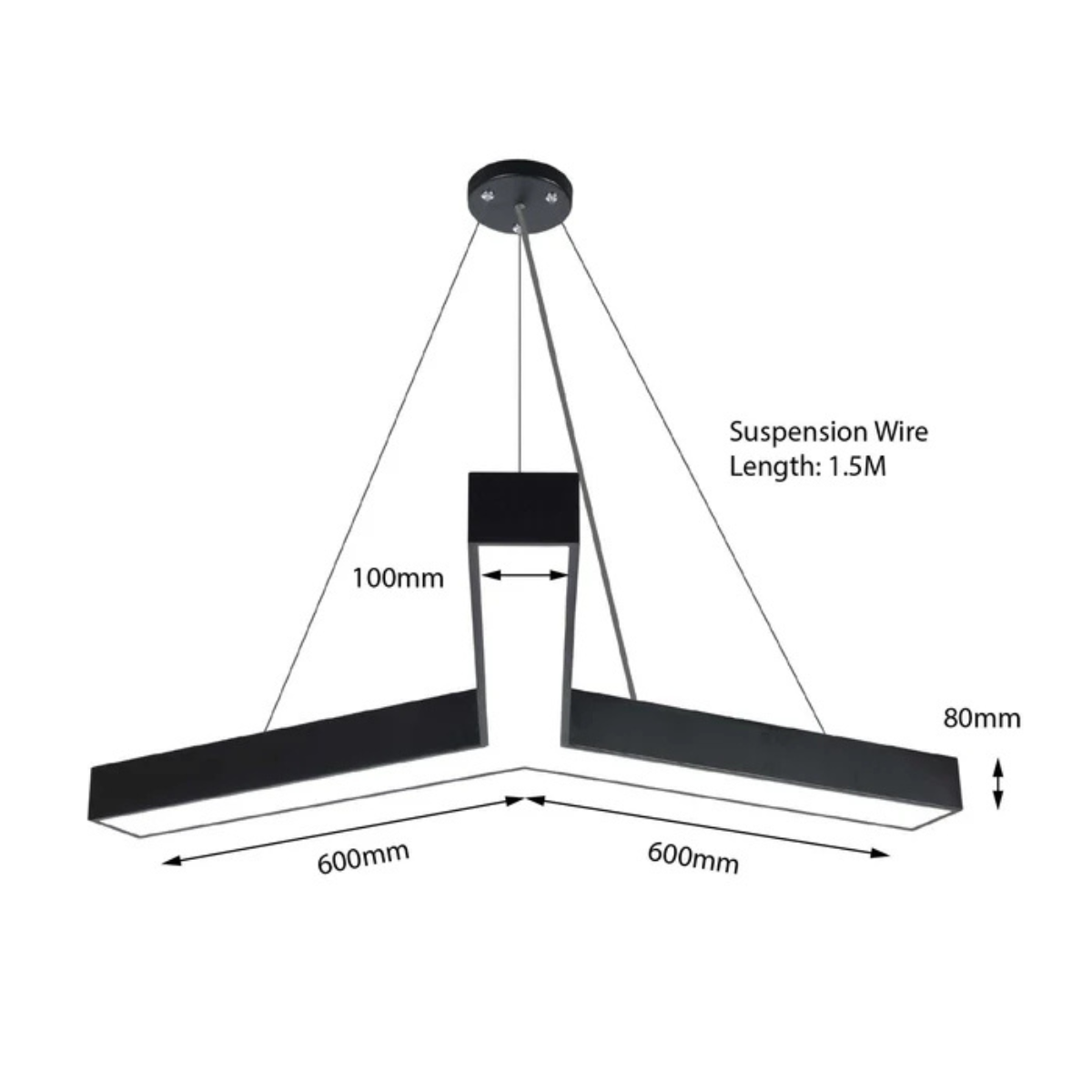 Poker Table Light LED Pendant 48W 3CCT Y-Shaped Black