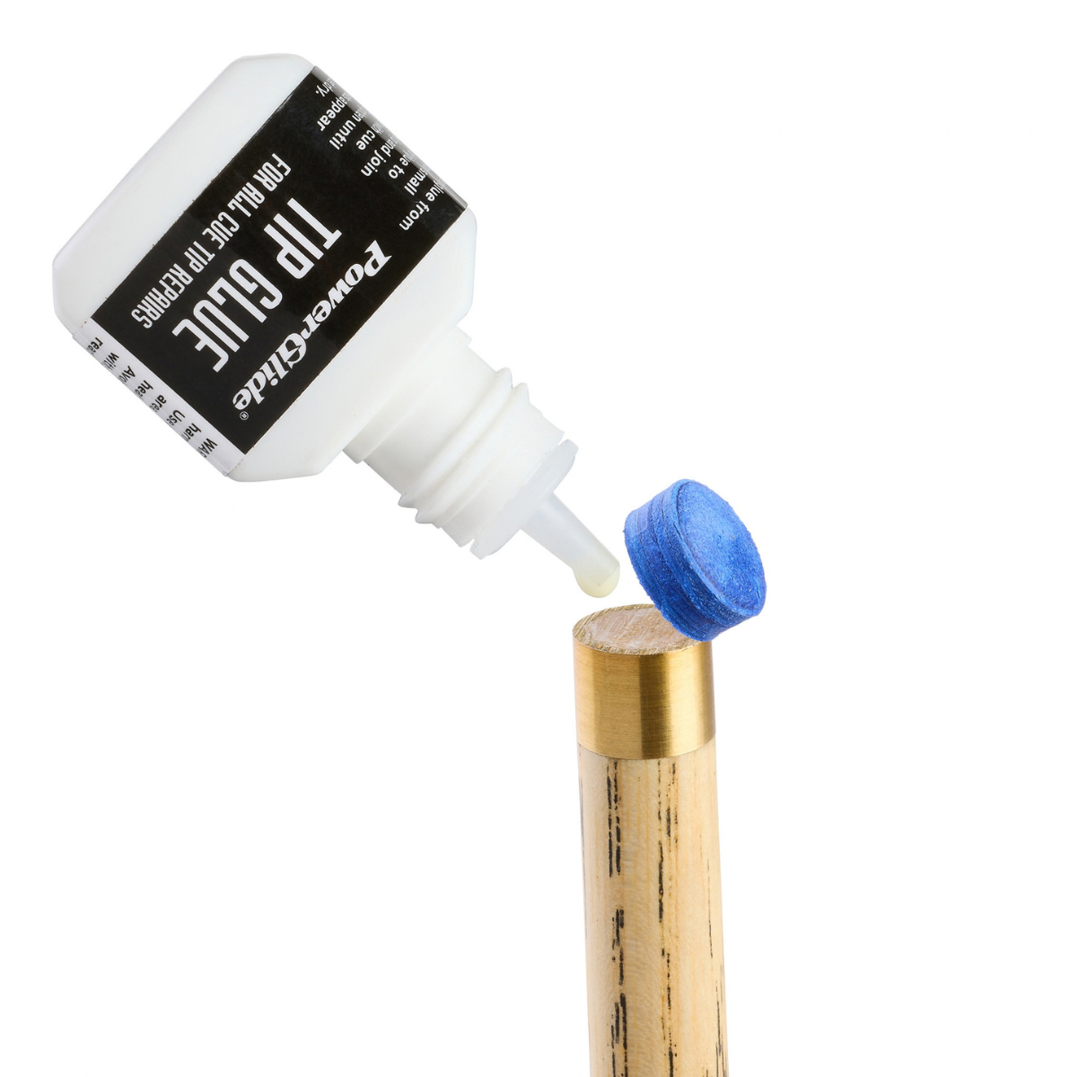 PowerGlide Pool & Snooker Cue Tip Cement Glue 0.5oz Black Cap