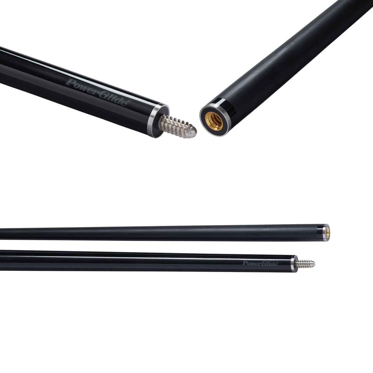 PowerGlide Eva Centre Jointed Snooker & Pool Cue Metallic Black 57" 145cm