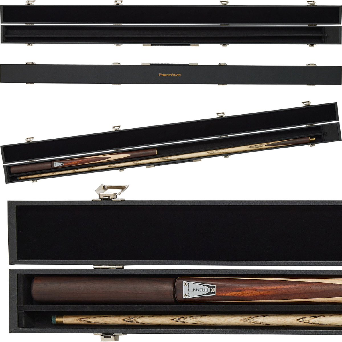 PowerGlide Snooker & Pool Hard Cue Case Black 3/4 Joint - Holds 1 Cue
