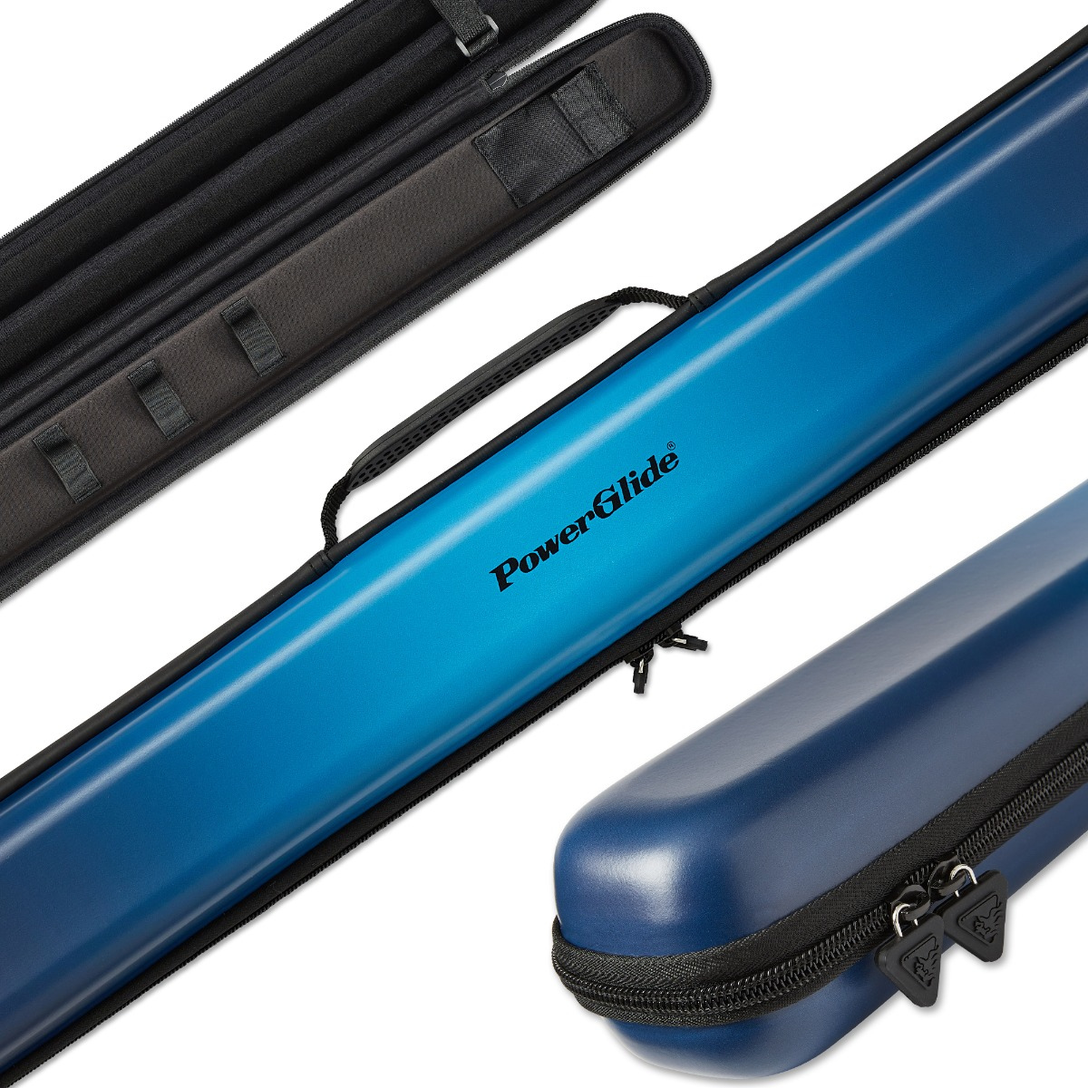 PowerGlide Snooker & Pool Cue Case Svartur Blue Fade Centre Joint - Holds 1 Cue