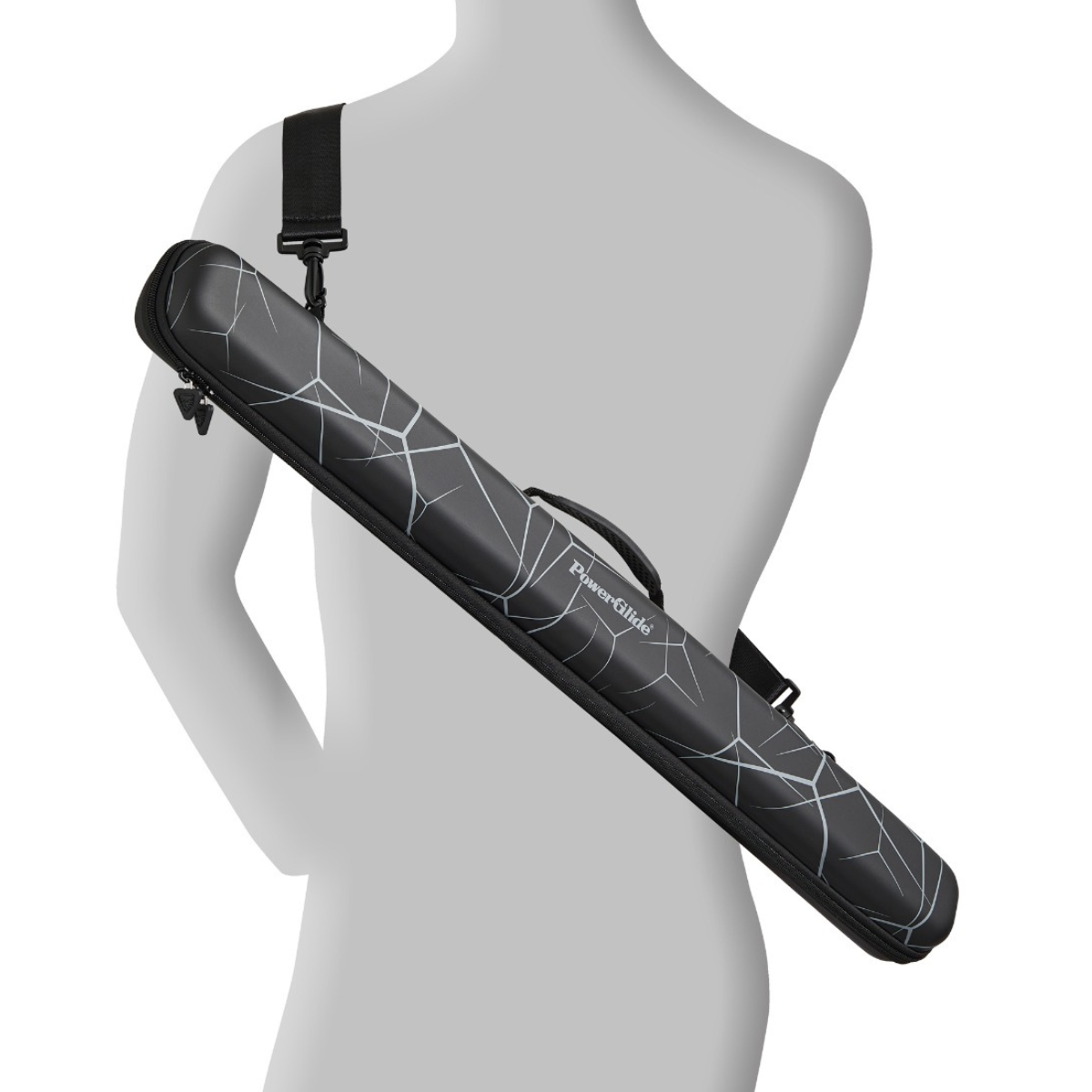 PowerGlide Snooker & Pool Cue Case Svartur Noir Black Centre Joint - Holds 1 Cue