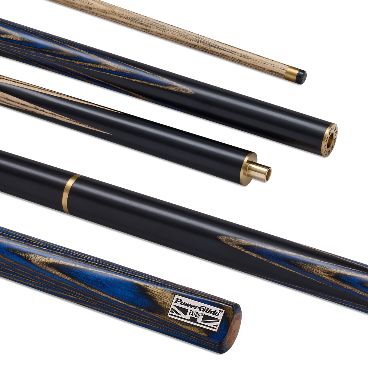 PowerGlide Snooker & Pool Cue Centre Or 3/4 Jointed Exios Blue 57" 145cm