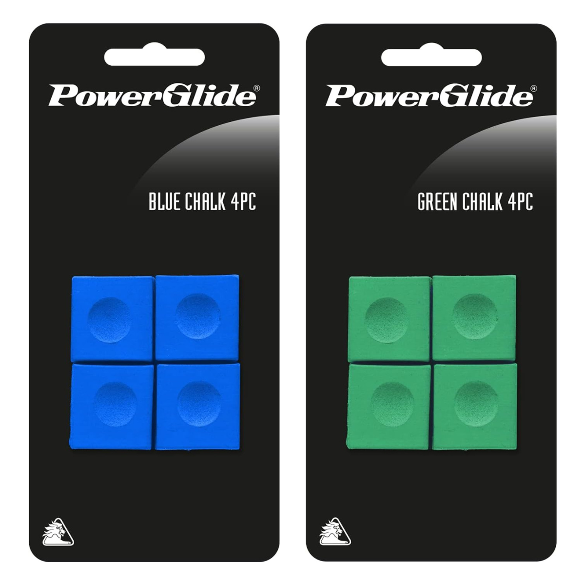 PowerGlide Snooker & Pool Chalk 4 Pieces Green | Blue