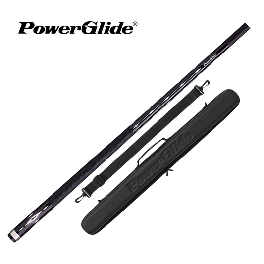 PowerGlide Snooker & Pool Cue Centre Jointed Luxe 3K Carbon Fibre Black 57" 145cm