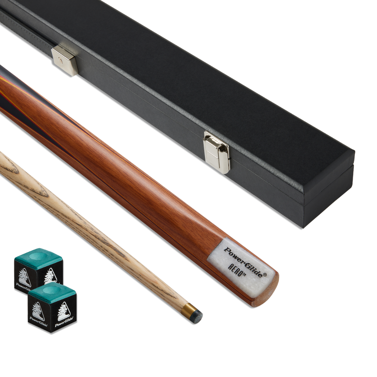 PowerGlide Snooker & Pool Cue Centre Jointed Aero With Case 57" 145cm
