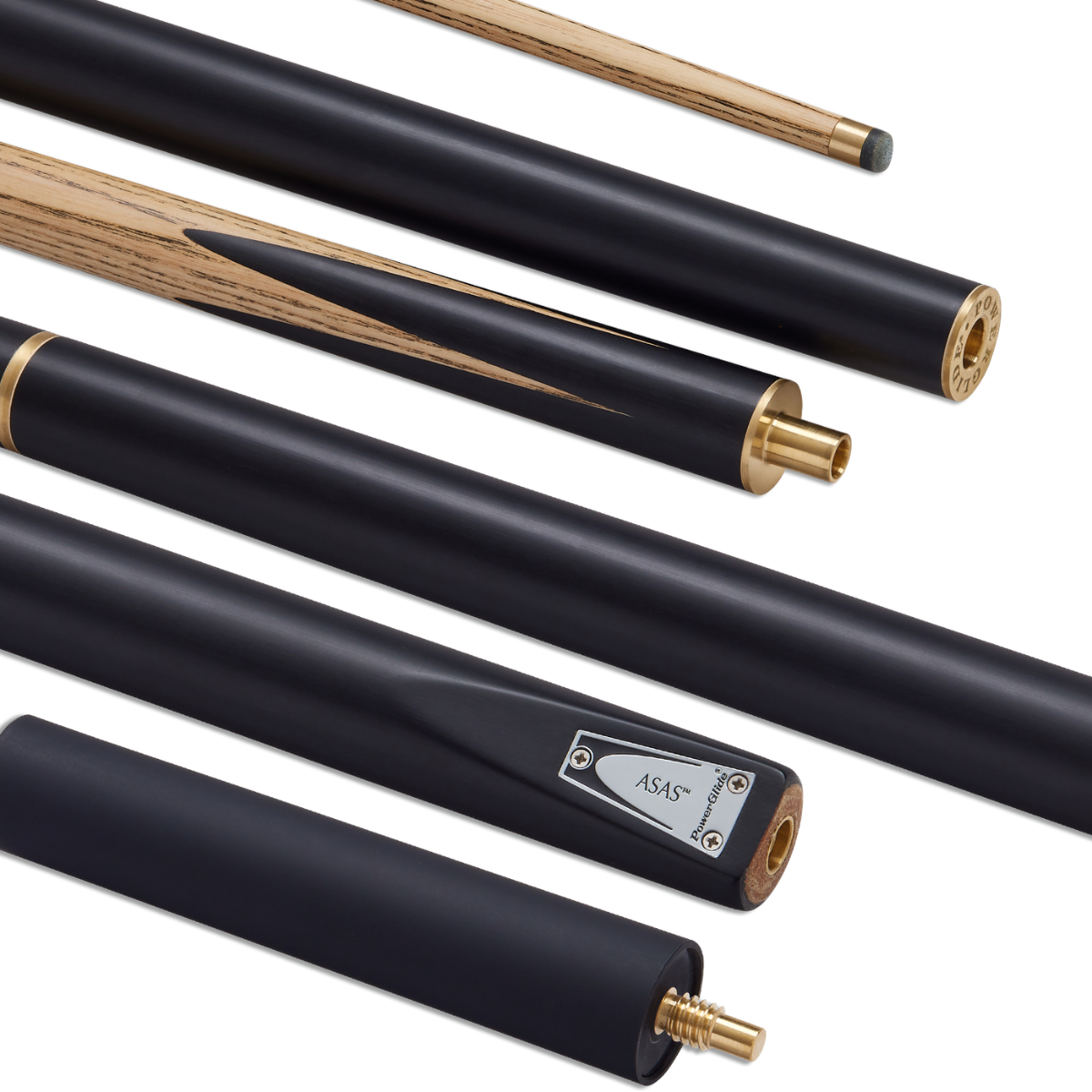 PowerGlide Snooker & Pool Cue Centre Or 3/4 Jointed Asas 57" 145cm