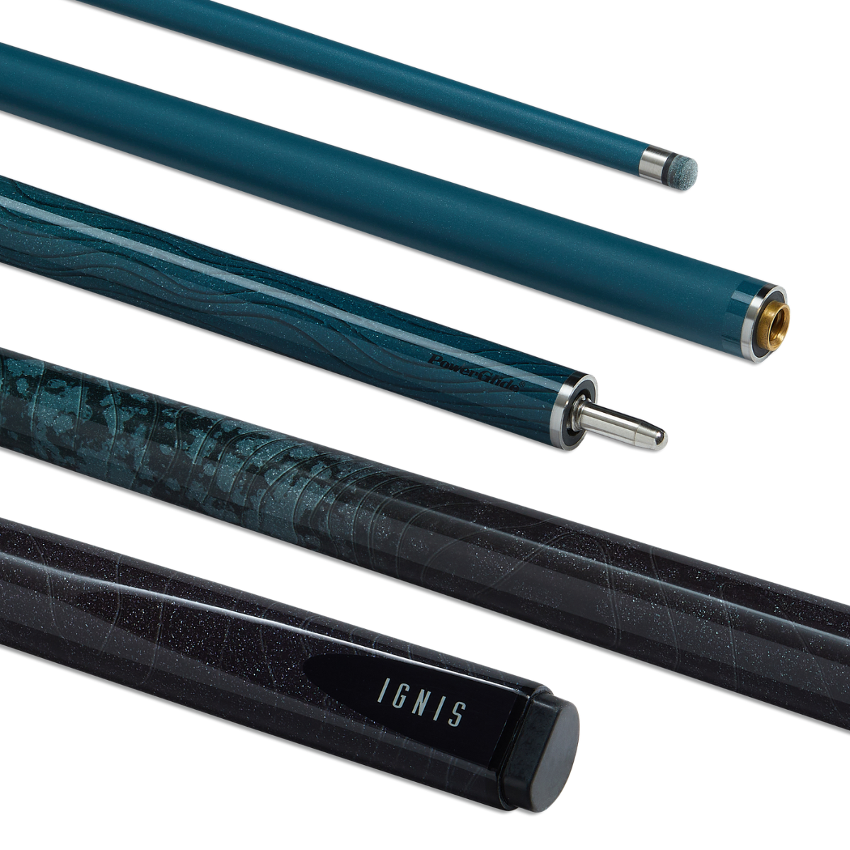 PowerGlide Snooker & Pool Cue Centre Jointed 3K Carbon Fibre Ignis Black 57" 145cm