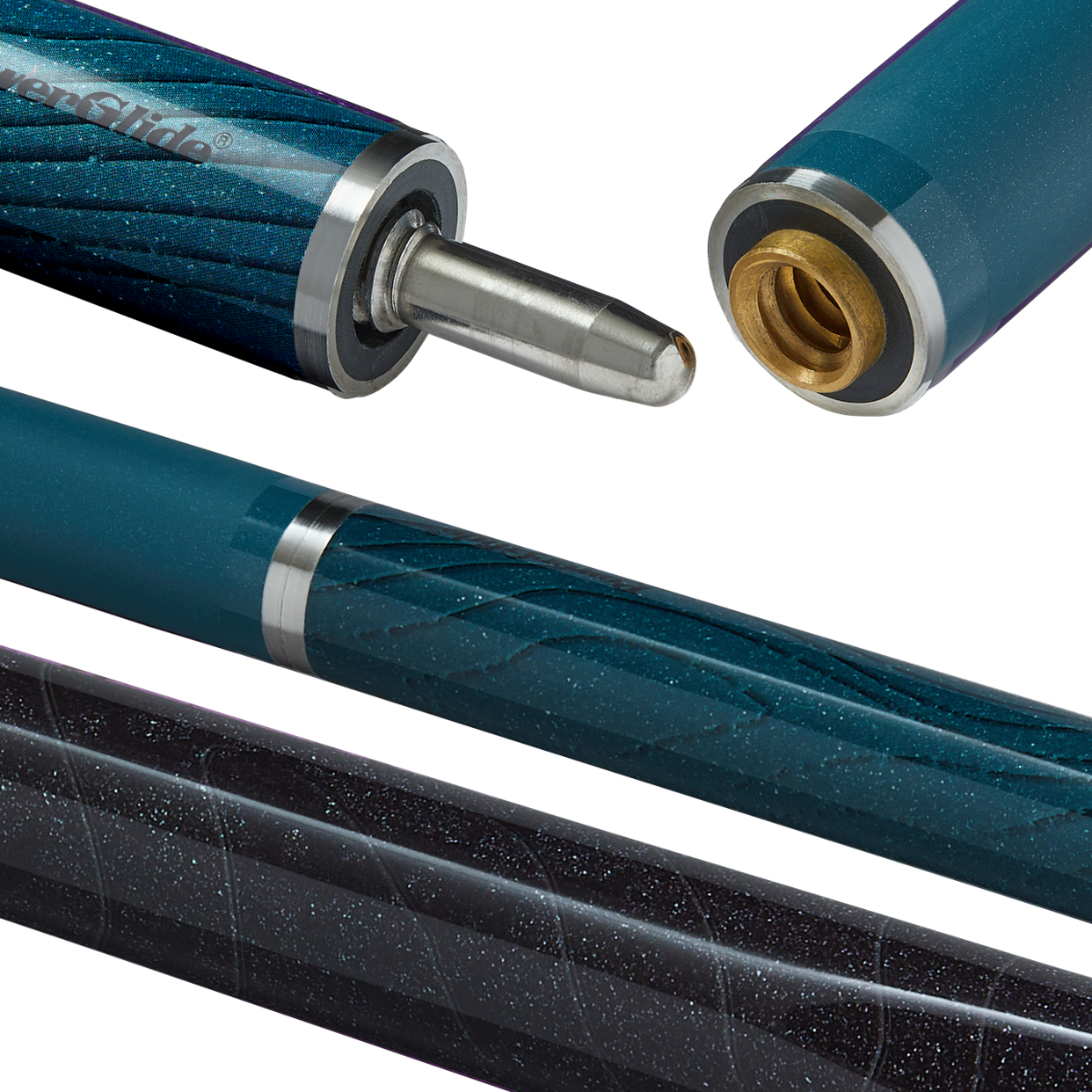 PowerGlide Snooker & Pool Cue Centre Jointed 3K Carbon Fibre Ignis Black 57" 145cm
