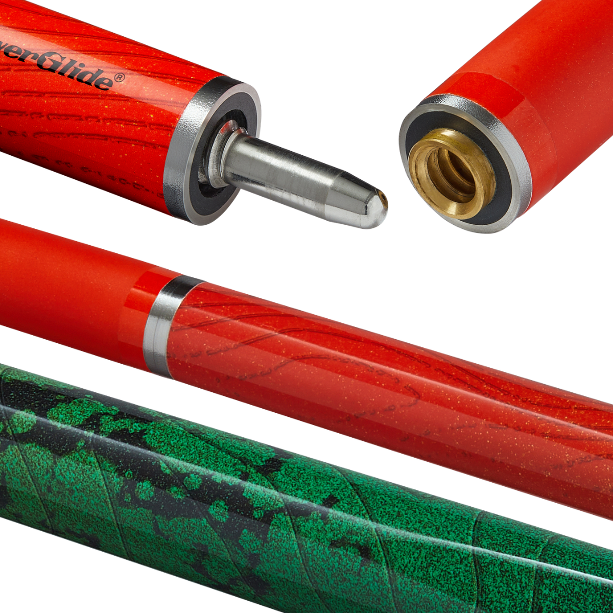 PowerGlide Snooker & Pool Cue Centre Jointed 3K Carbon Fibre Ignis Orange 57" 145cm