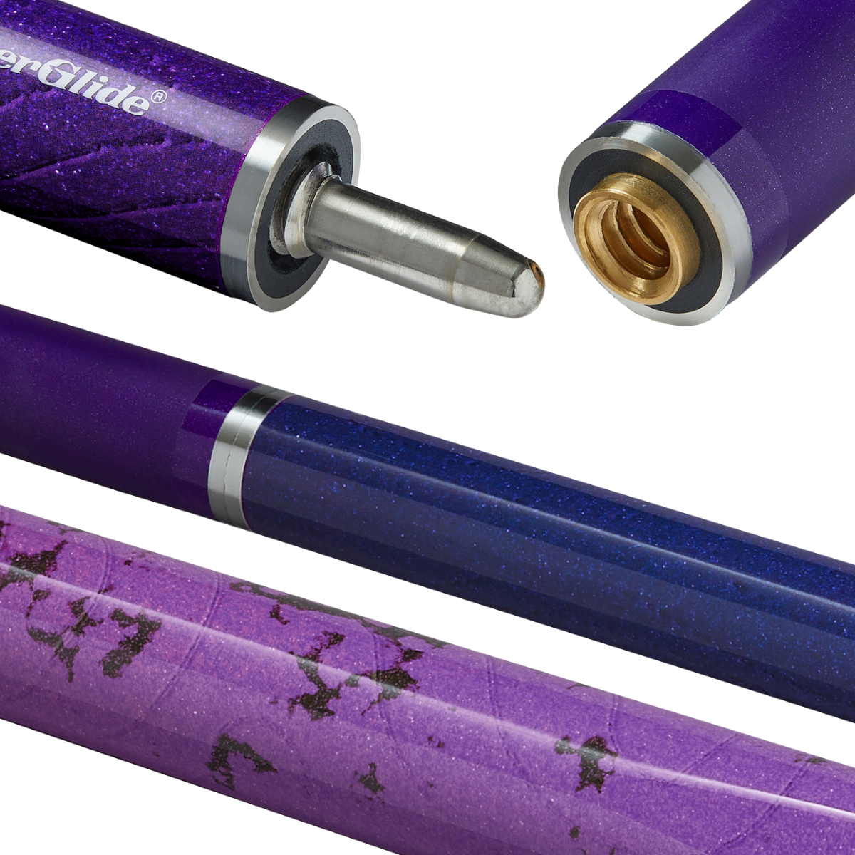 PowerGlide Snooker & Pool Cue Centre Jointed 3K Carbon Fibre Ignis Purple 57" 145cm