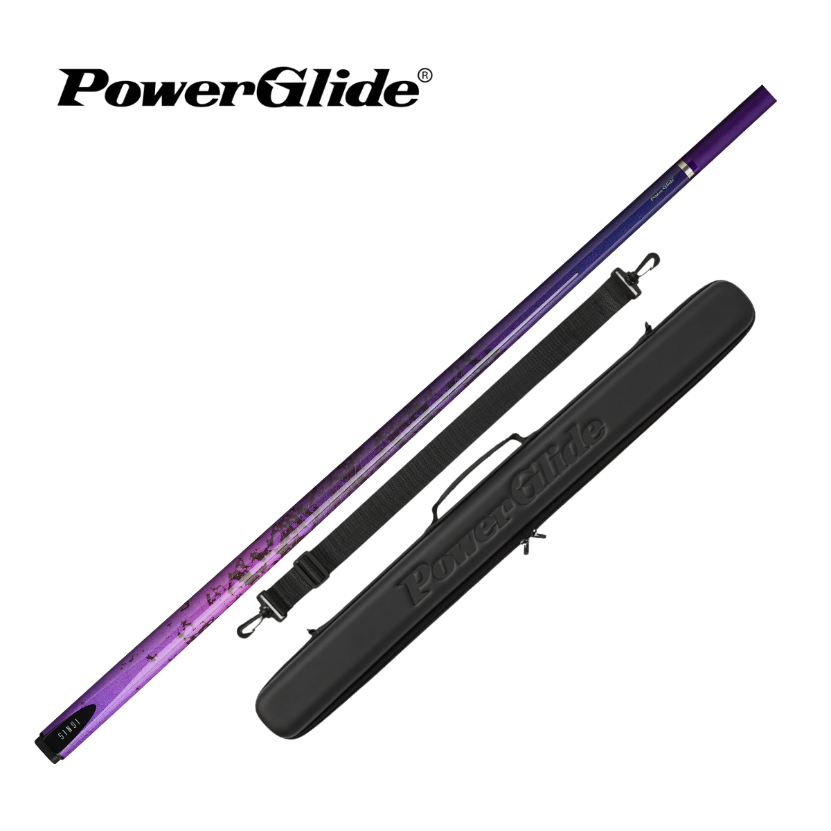 PowerGlide Snooker & Pool Cue Centre Jointed 3K Carbon Fibre Ignis Purple 57" 145cm