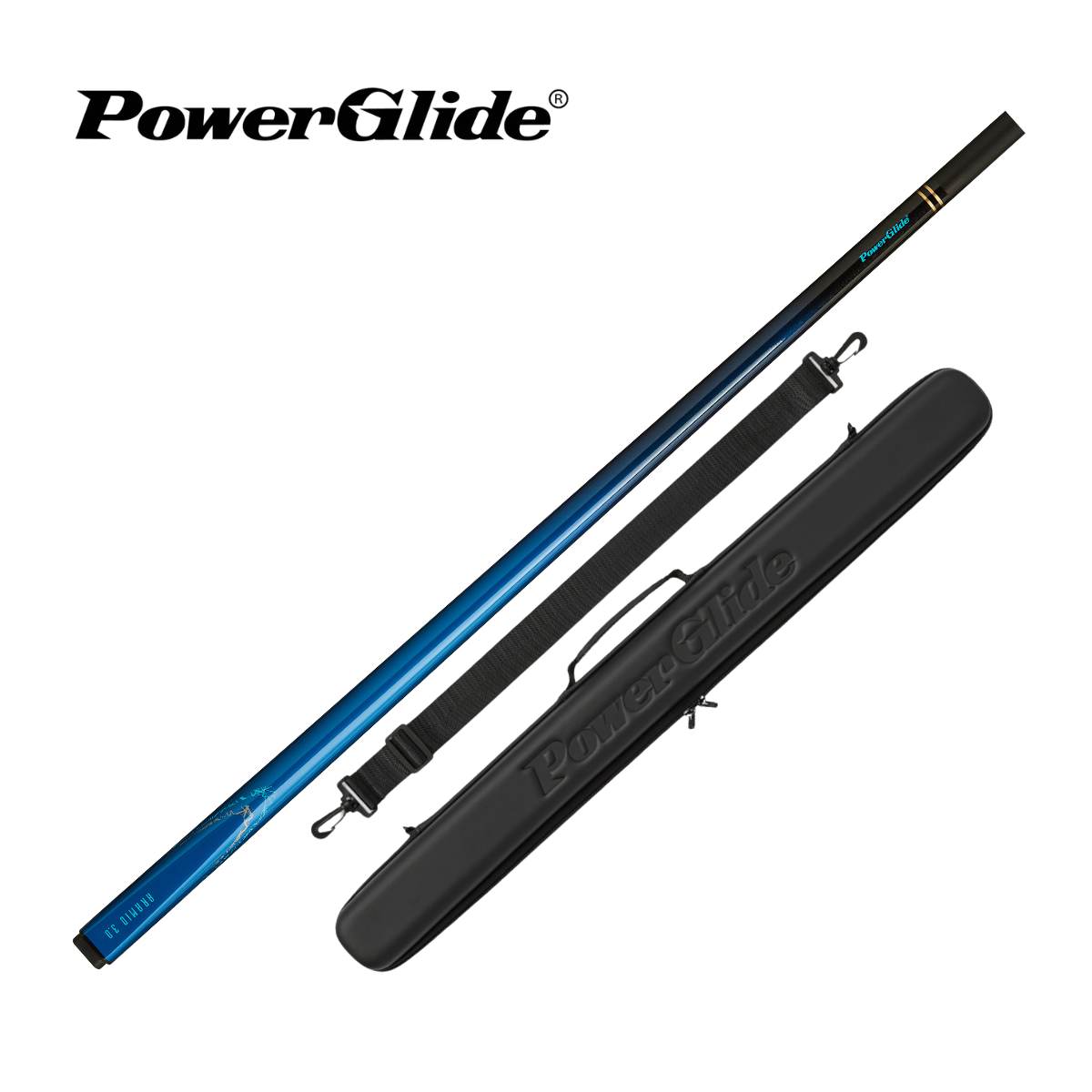 PowerGlide Snooker & Pool Cue Centre Jointed 3K Carbon Fibre Aramid Blue 57" 145cm