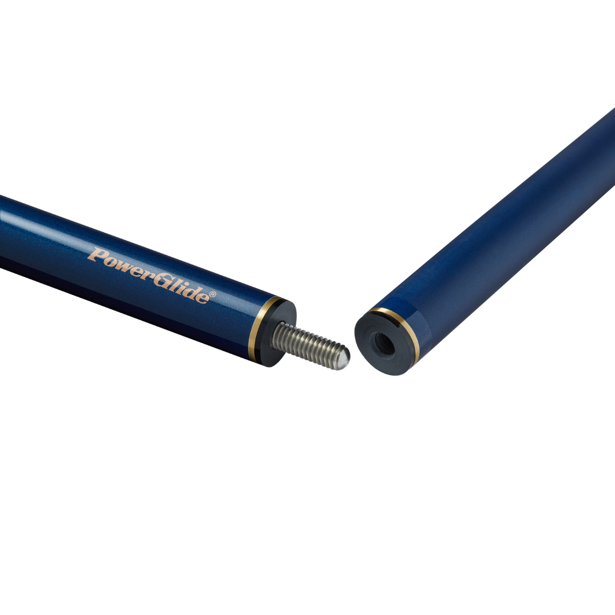 PowerGlide Snooker & Pool Cue Centre Jointed 3K Carbon Fibre Aramid Blue Rose Gold 57" 145cm