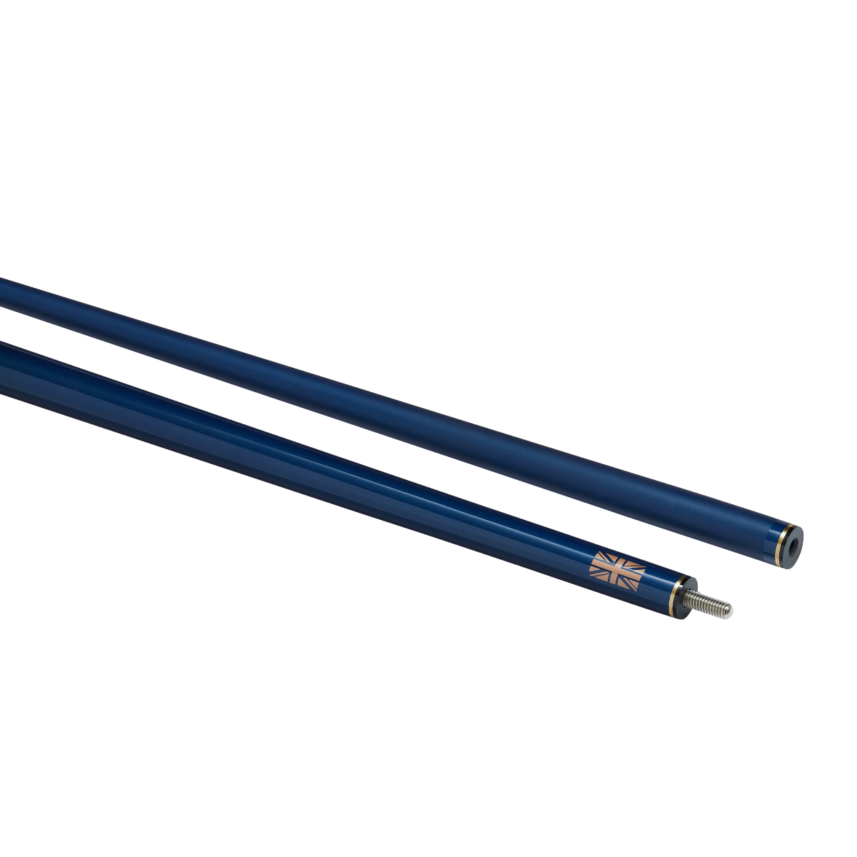 PowerGlide Snooker & Pool Cue Centre Jointed 3K Carbon Fibre Aramid Blue Rose Gold 57" 145cm