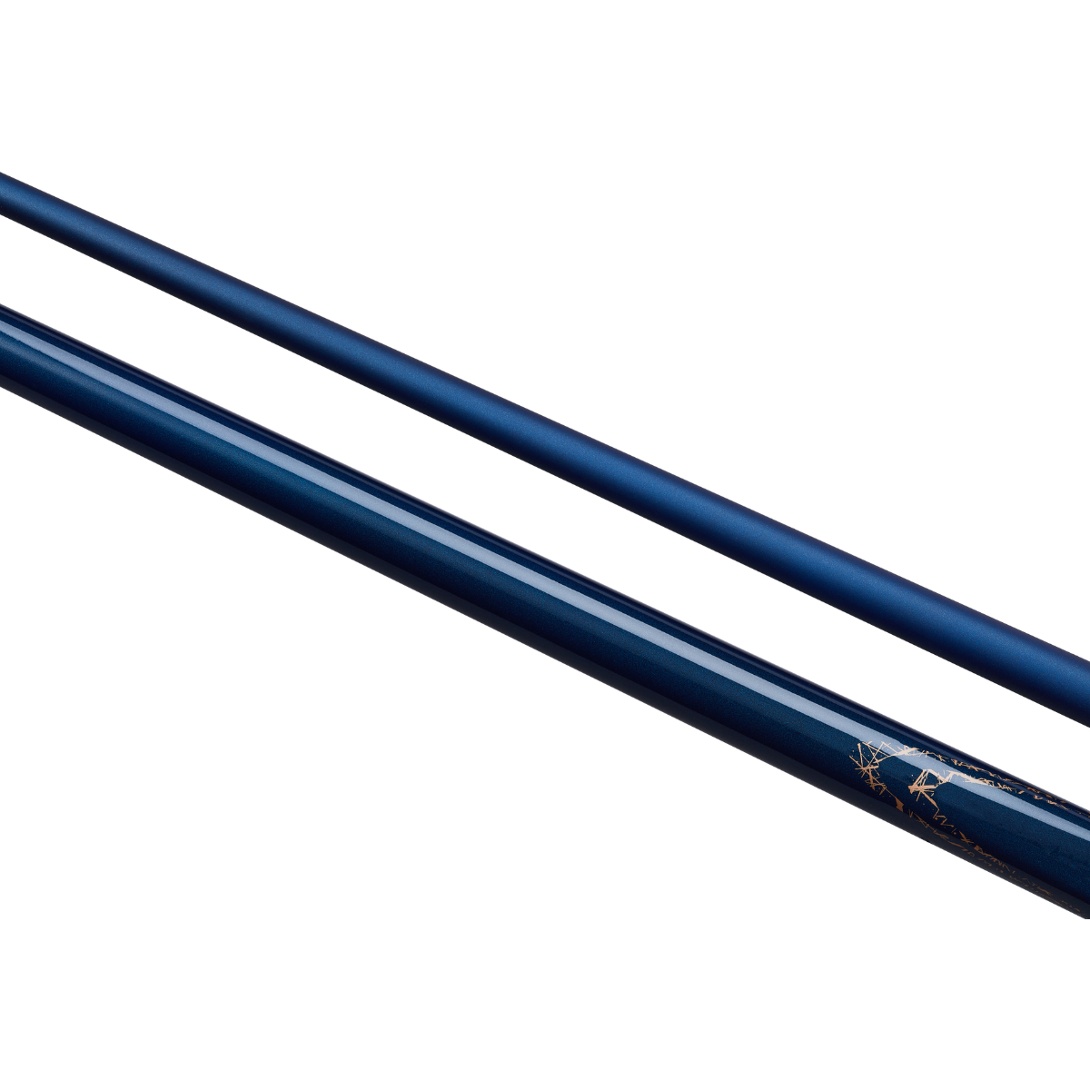 PowerGlide Snooker & Pool Cue Centre Jointed 3K Carbon Fibre Aramid Blue Rose Gold 57" 145cm