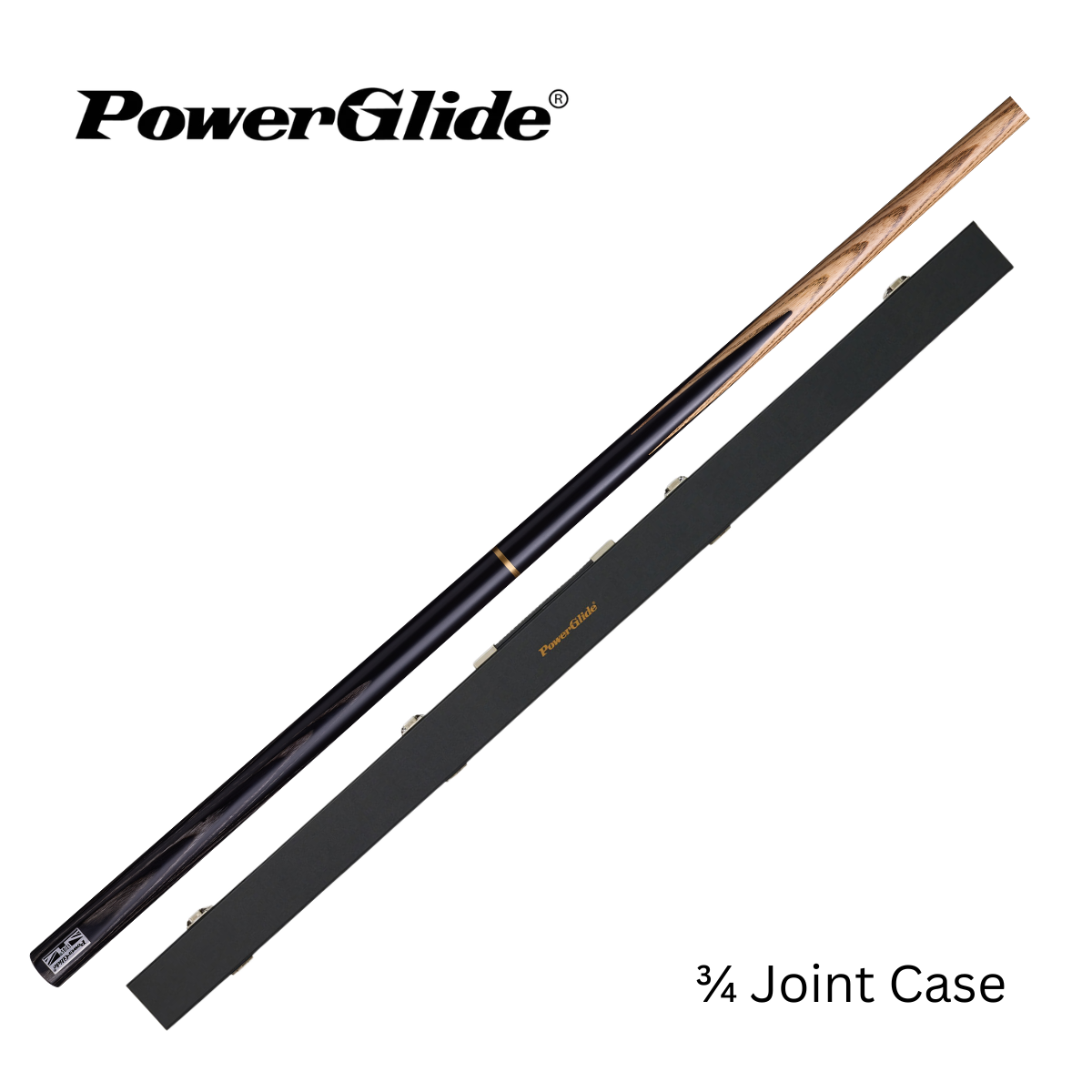 PowerGlide Snooker & Pool Cue Centre Or 3/4 Jointed Exios Black 57" 145cm