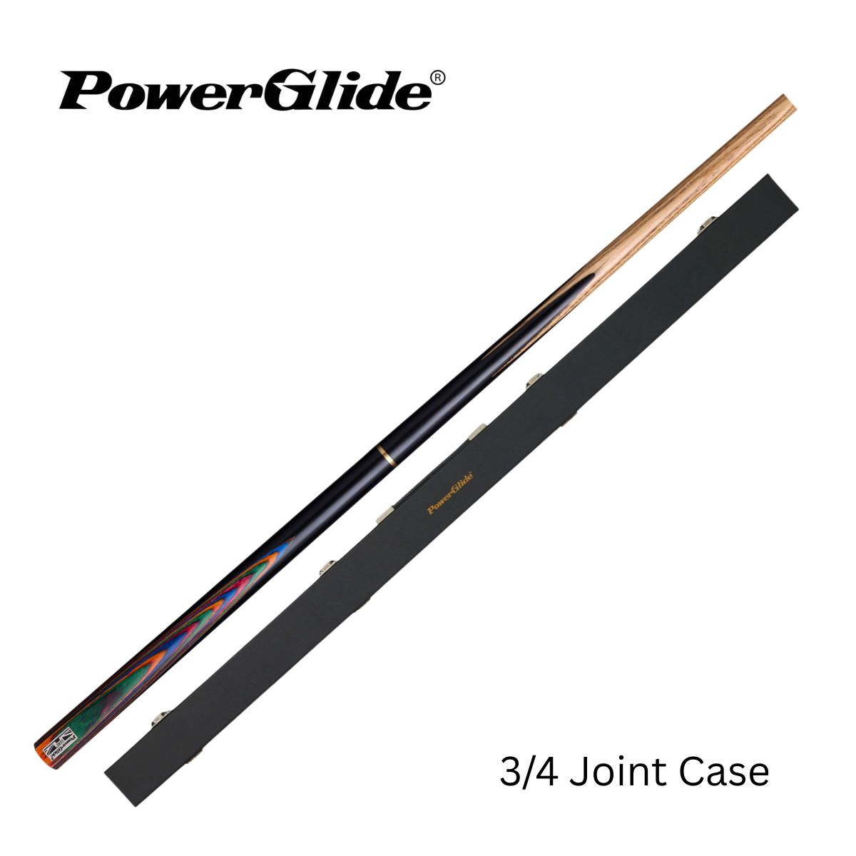 PowerGlide Snooker & Pool Cue 3/4 Jointed Exios Rainbow 57" 145cm