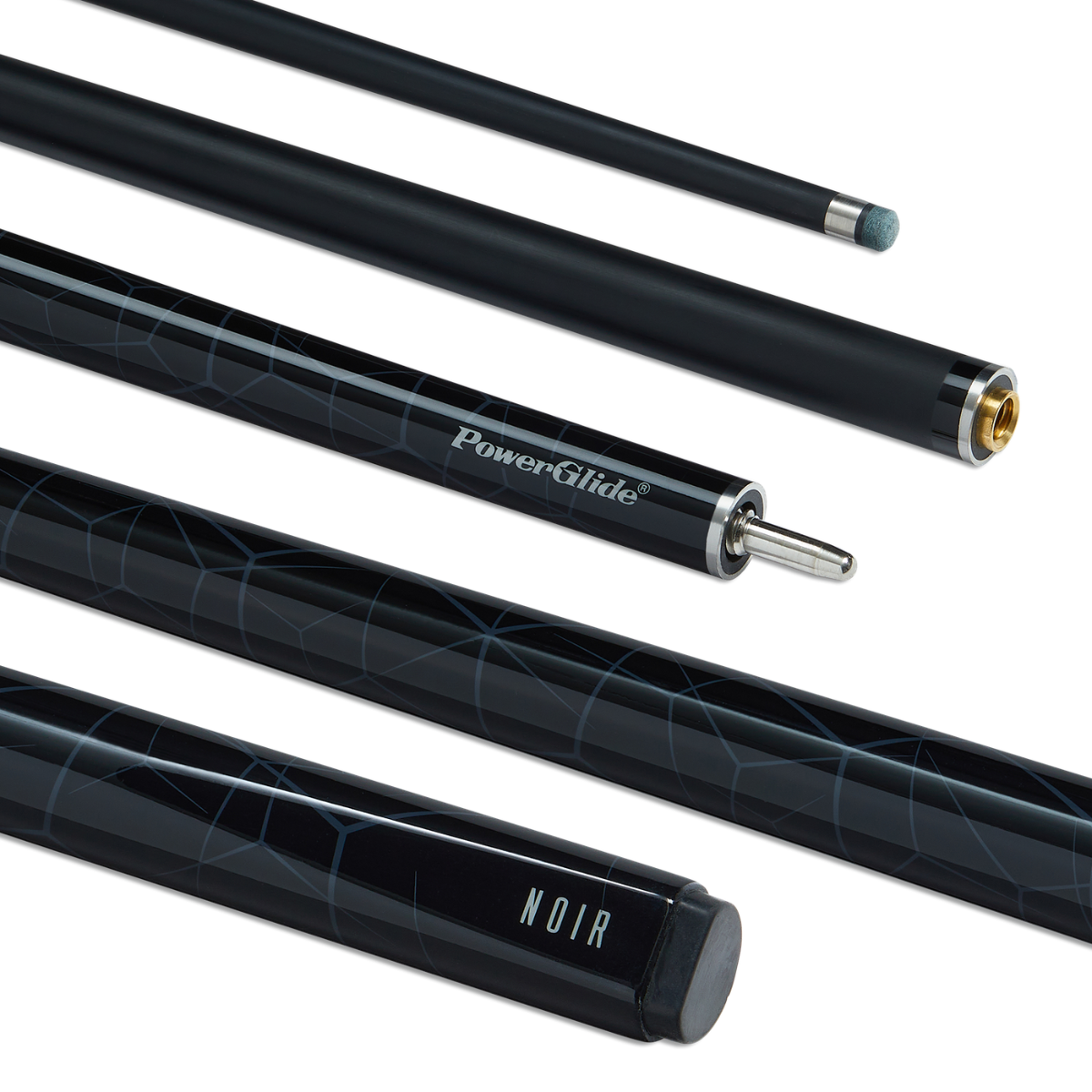 PowerGlide Snooker & Pool Cue Centre Jointed Noir Black 57" 145cm
