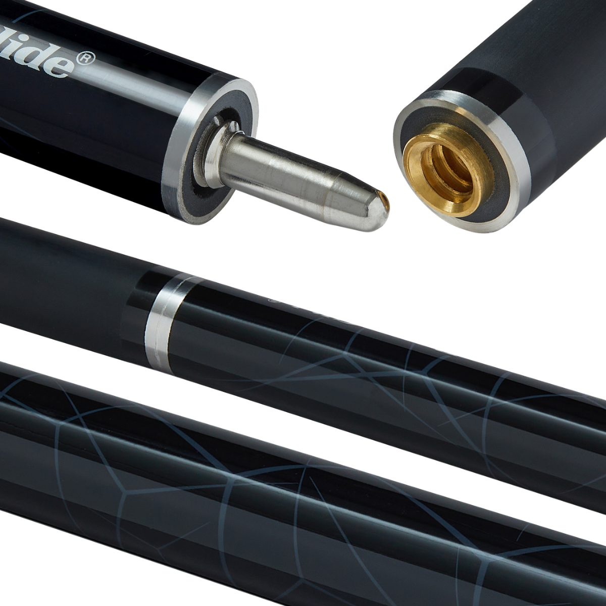 PowerGlide Snooker & Pool Cue Centre Jointed Noir Black 57" 145cm