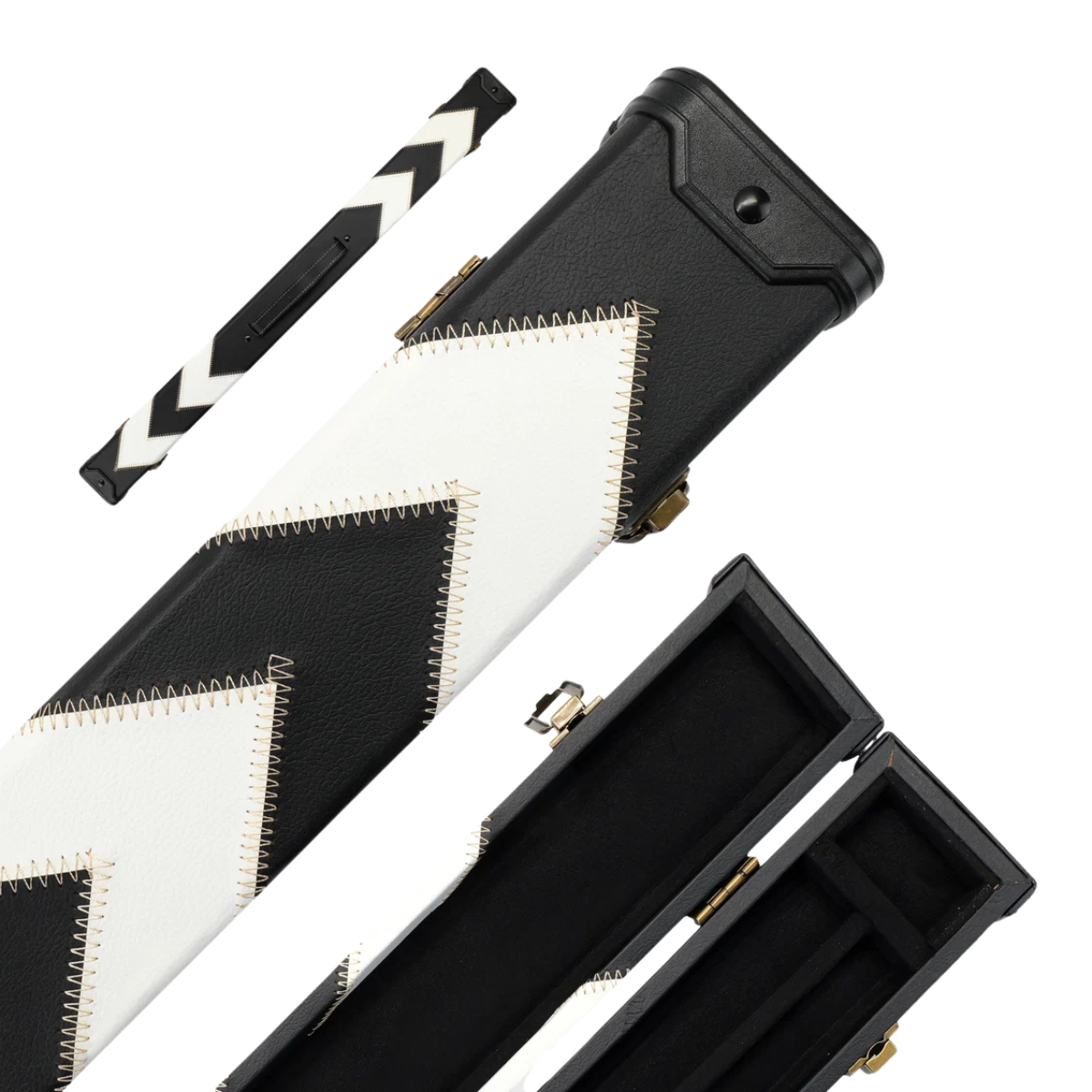 Snooker & Pool Hard Cue Case Centre Joint Black & White - Holds 1 Cue