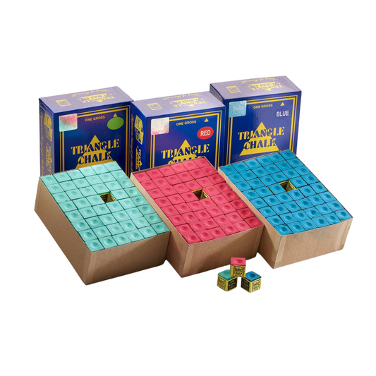Triangle Snooker & Pool Cue Chalk 144pc Box Blue | Green | Red