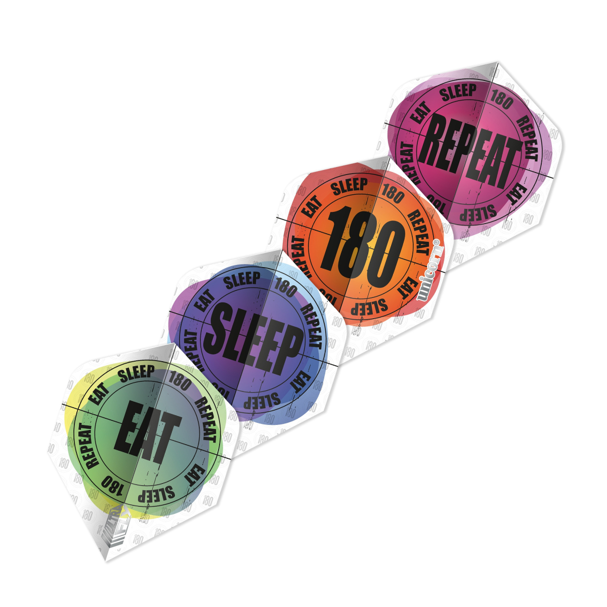 Unicorn Dart Flights Ultrafly 100 Micron Set Eat, Sleep, 180, Repeat