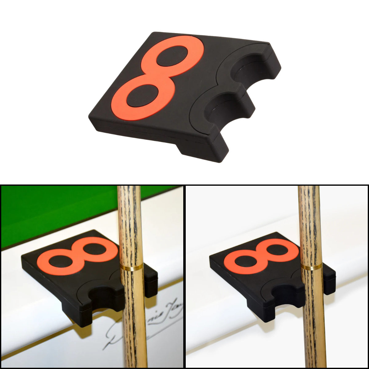 Weighted Rubber Snooker & Pool Cue Holder Black - Holds 2 Cues